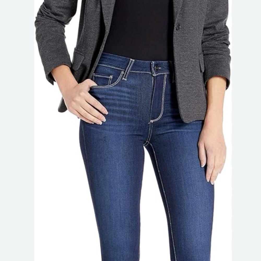 PAIGE Dark Blue Straight Leg Jeans